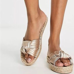ASOS Gold Women's Knotted Slip-On Sandals